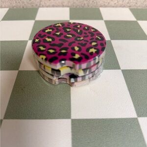 NWT Multicolored Leopard Print Car Coasters Set of 4